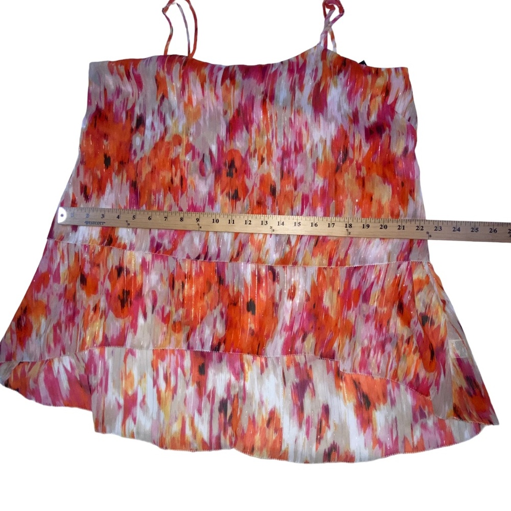ANA Ikat Golden Poppy Sheer Tiered Strappy Multi Color Top Women’s Large NWT - Picture 4 of 15